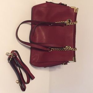 Wlison Leather red purse with shoulder strap
